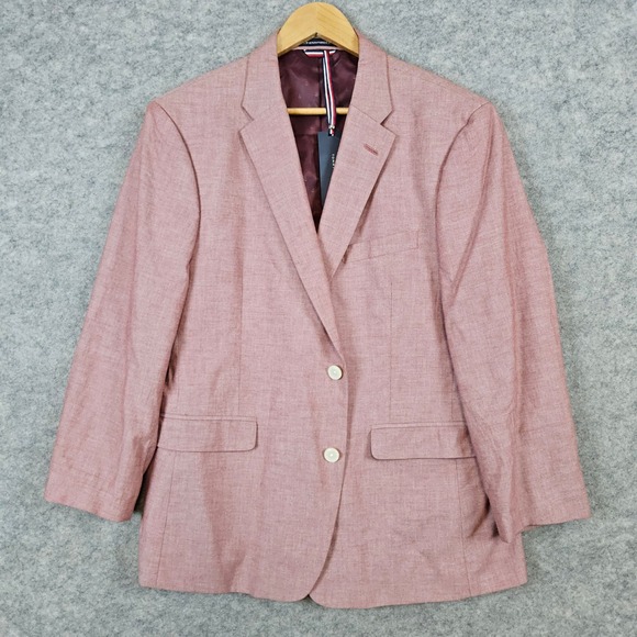 Tommy Hilfiger Men's Red Blazer 100% Cotton Size S42 Preppy Academia Church‎